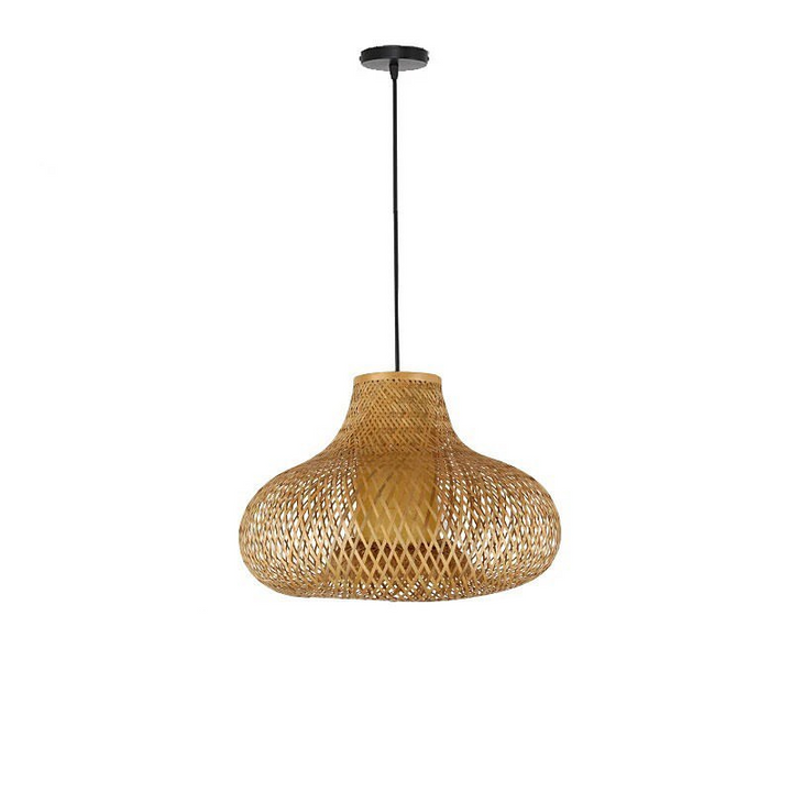 Rustic Woven Bamboo Pendant Light with Organic Shape