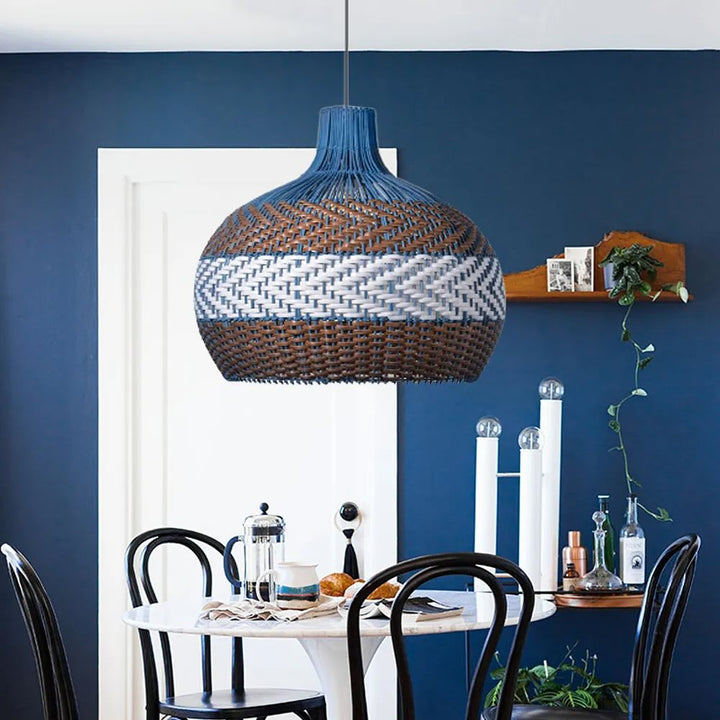 Dual Tone Rattan Pendant Light