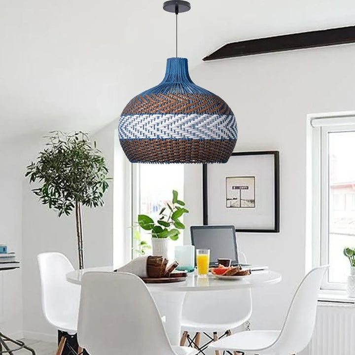 Dual Tone Rattan Pendant Light