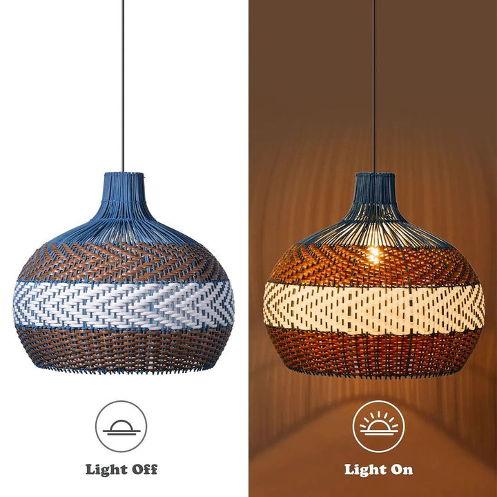 Dual Tone Rattan Pendant Light