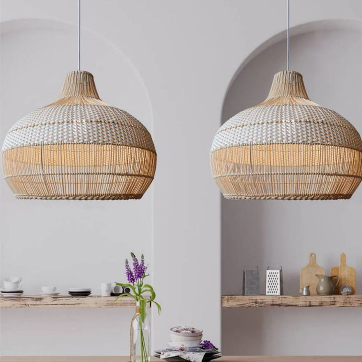 Boho Woven Bamboo Rattan Pendant Light