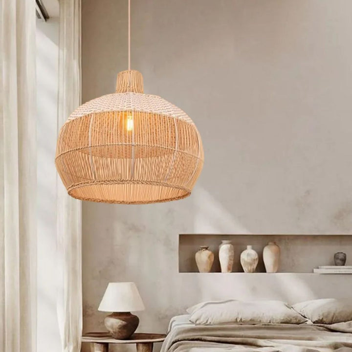 Boho Woven Bamboo Rattan Pendant Light