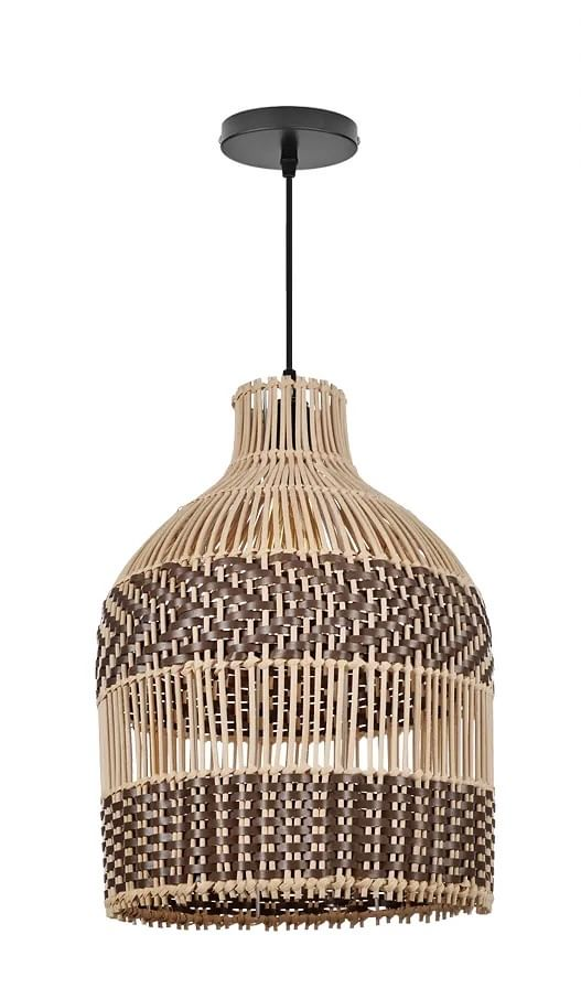 Boho-Style Woven Bamboo Rattan Pendant Light