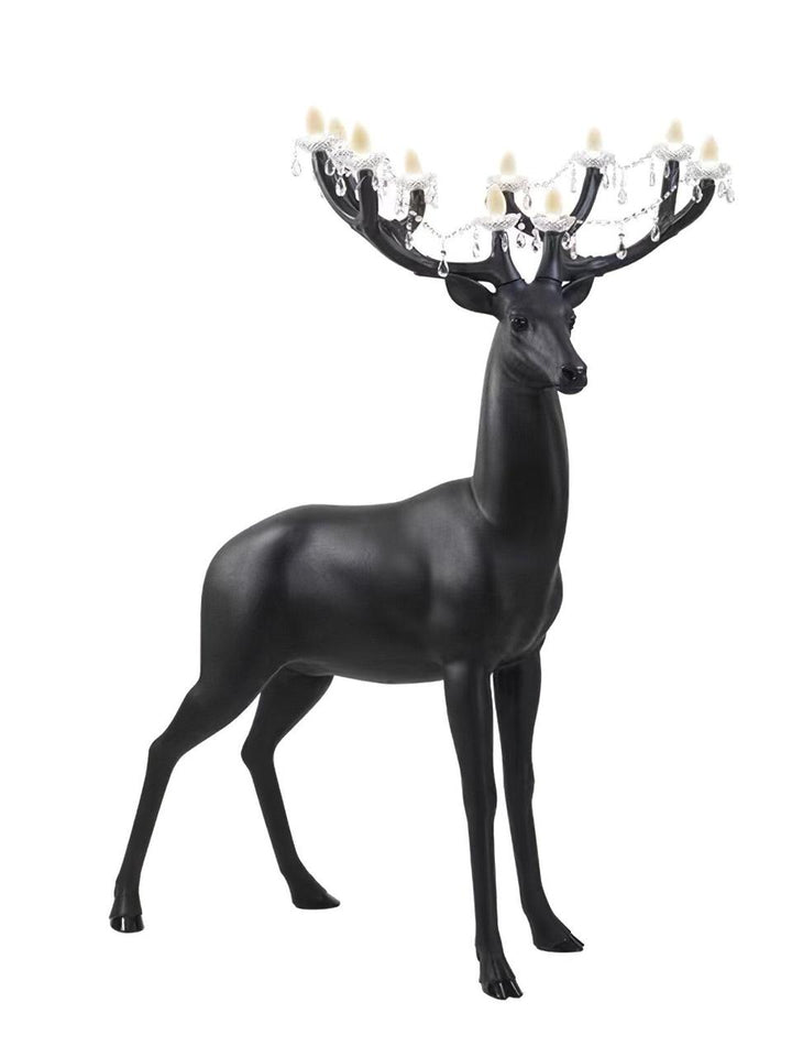 Black Stag Sculpture STATUE with Crystal Antlers head