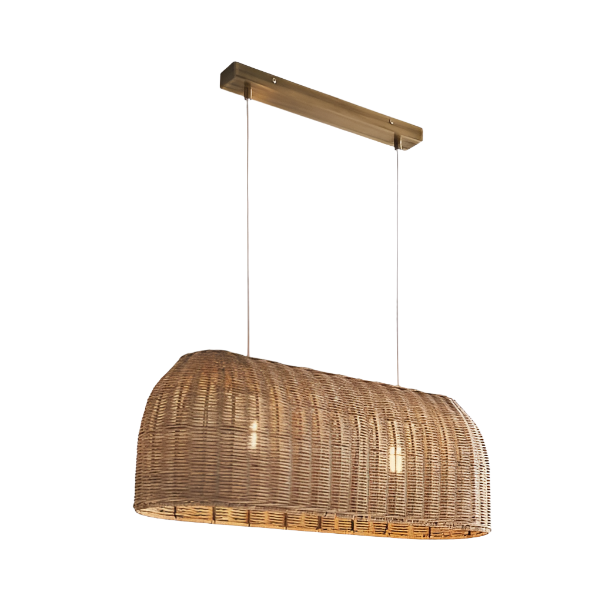 Woven Bamboo Rectangular Pendant Light