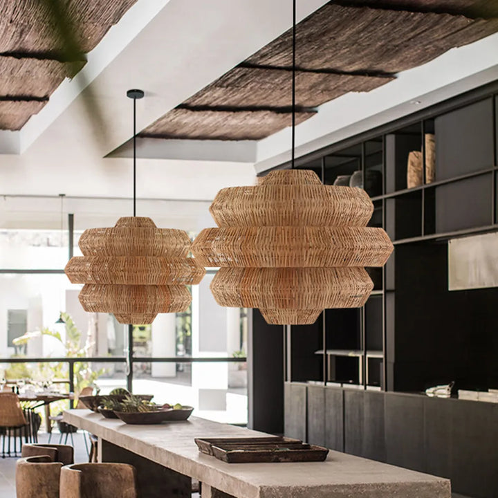 Rustic Woven Rattan Pendant Light