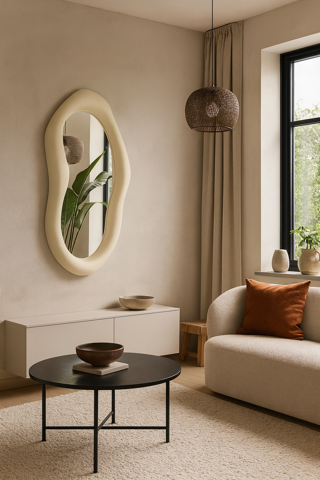 Irregular Fiber Wall Mirror