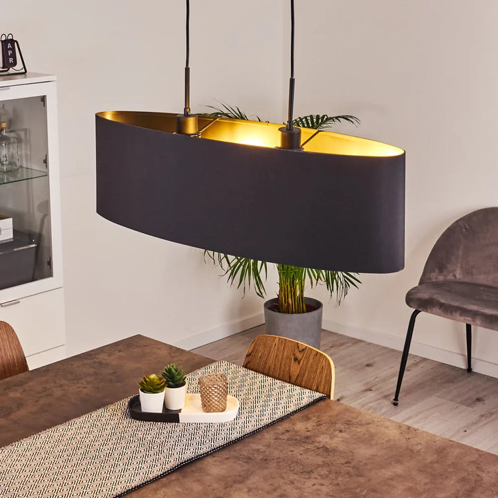Modern Oval Pendant Light with Gold Interior