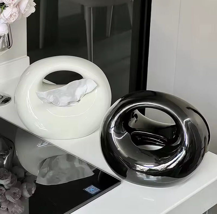 Modern Black or white Ceramic Tissue Box