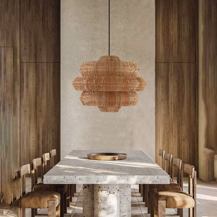 Rustic Woven Rattan Pendant Light
