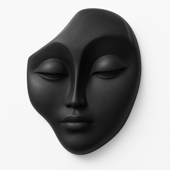 Abstract Black Face Wall Sculpture