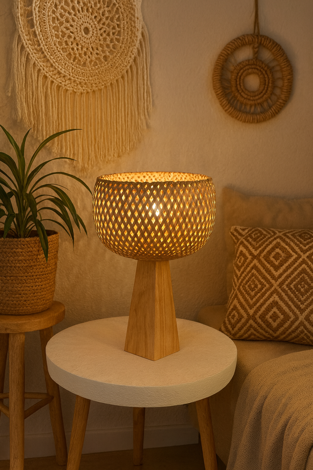 Woven Rattan Table Lamp