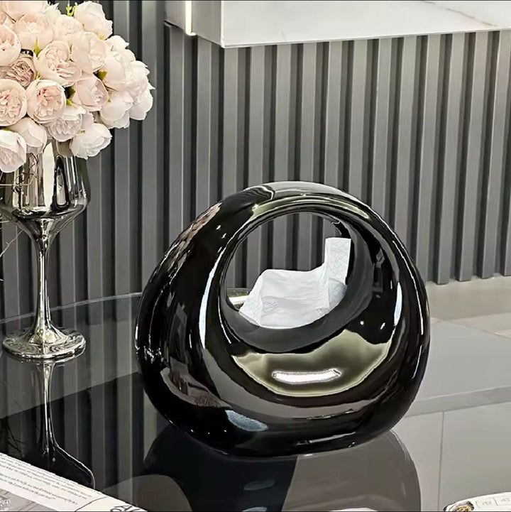 Modern Black or white Ceramic Tissue Box