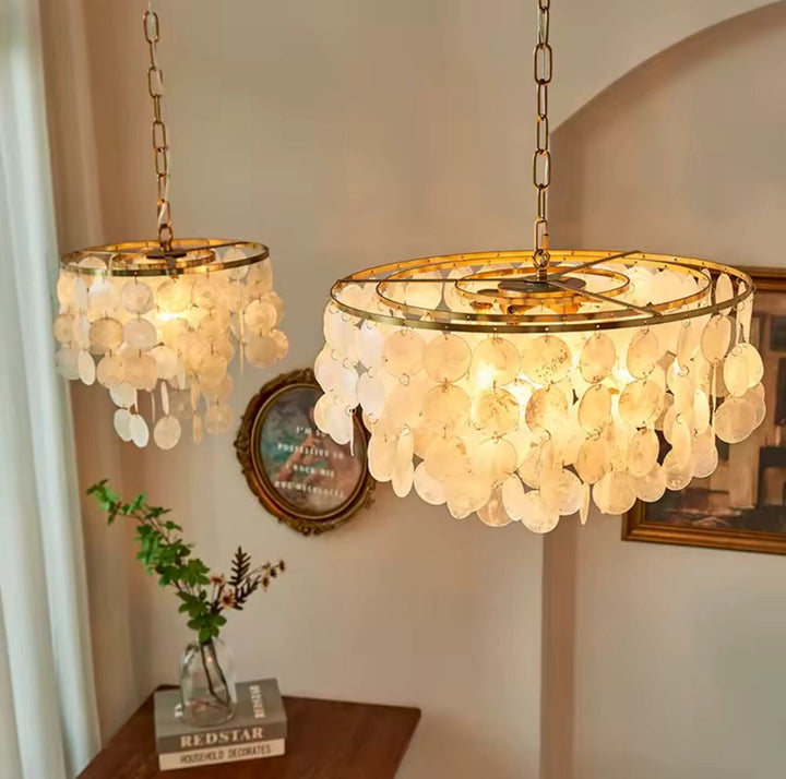 White Shell Ceiling Chandelier