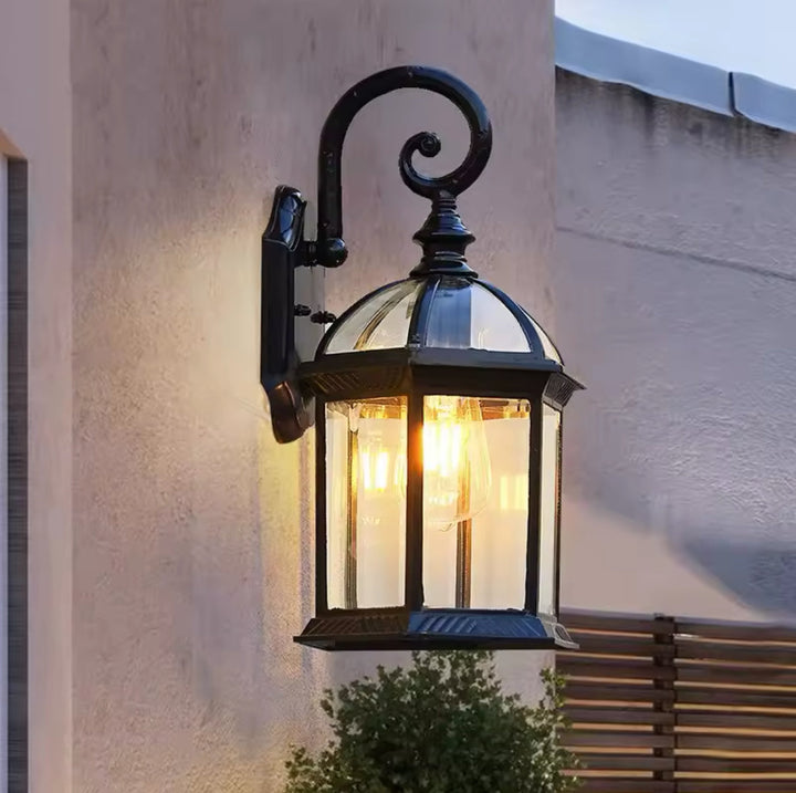 Vintage Outdoor Wall Lantern with Glass Panels