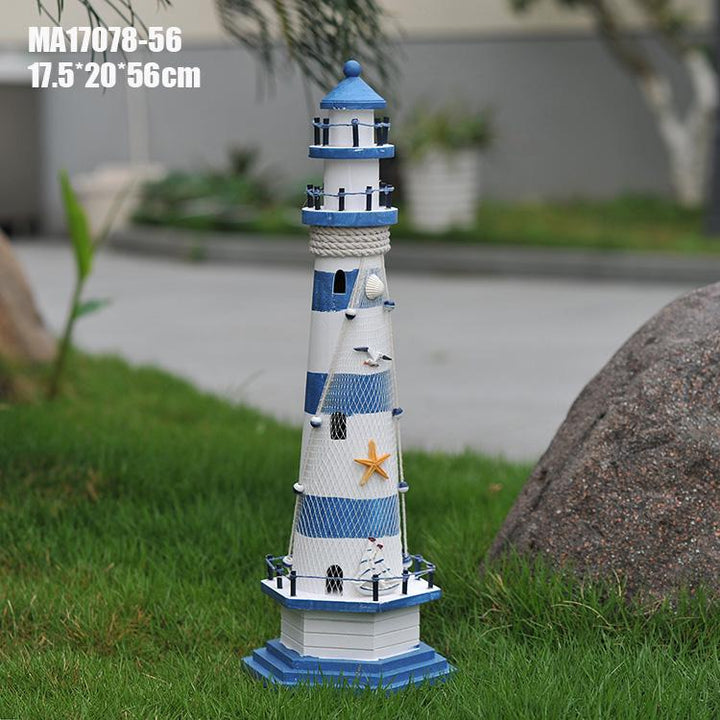 Nautical Decorative Lighthouse Ornament Blue and White Coastal Accent Piece