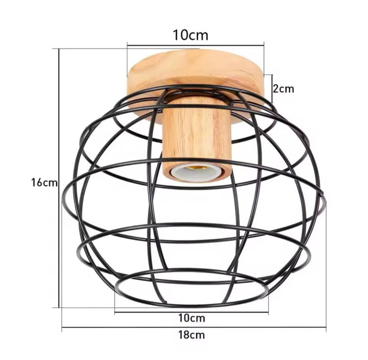 Scandinavian Wireframe Ceiling Light with Wooden Base
