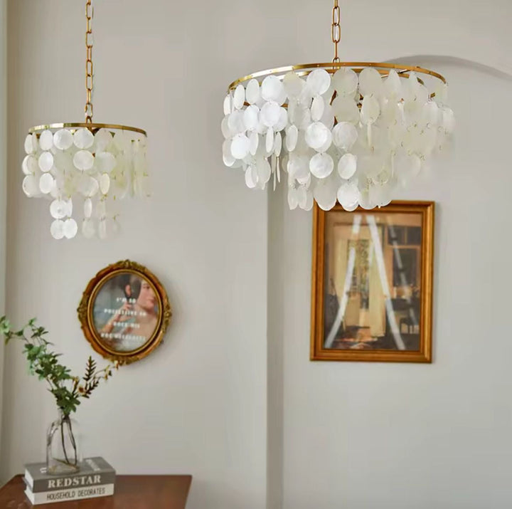 White Shell Ceiling Chandelier