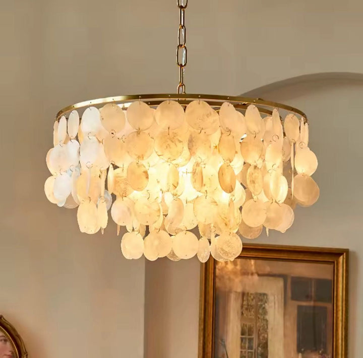 White Shell Ceiling Chandelier