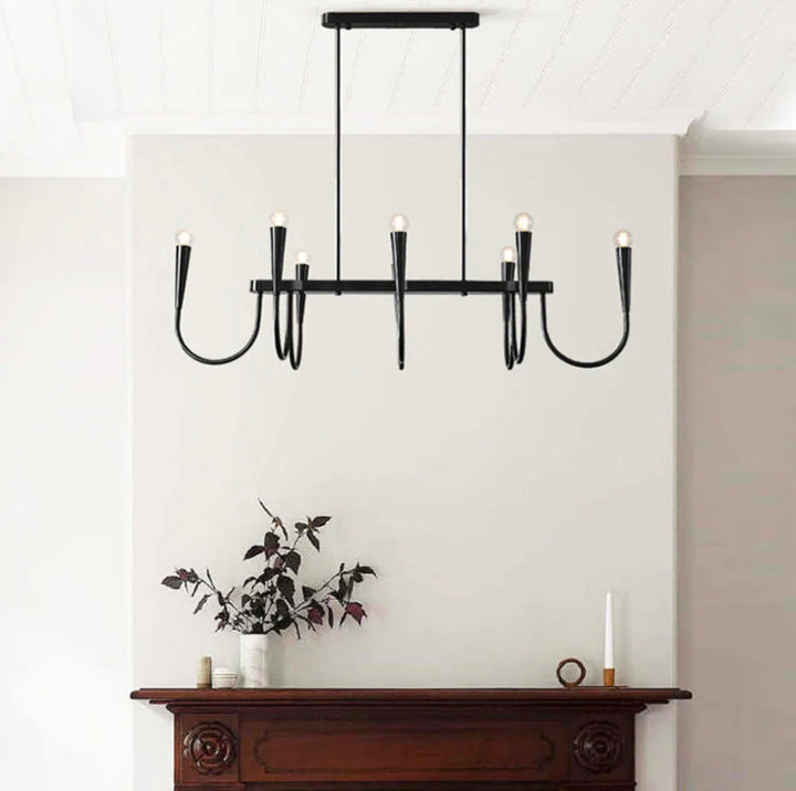 Modern Gold or Black Chandelier with Elegant Curved Design