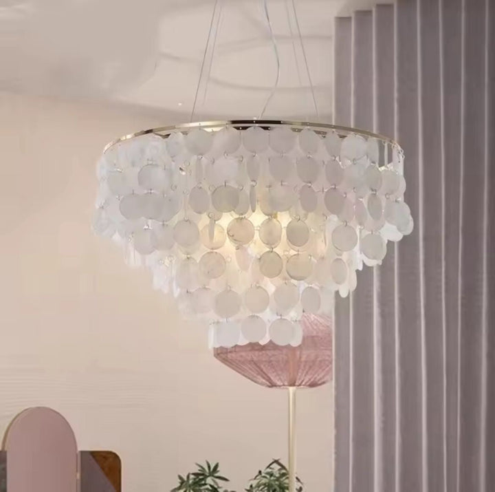 White Shell Ceiling Chandelier