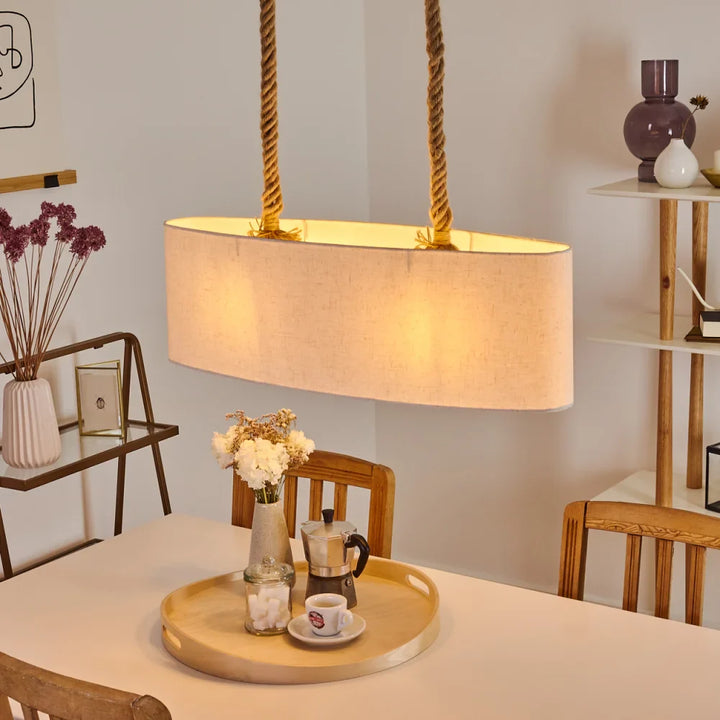 Rustic Rope and Fabric Pendant Light
