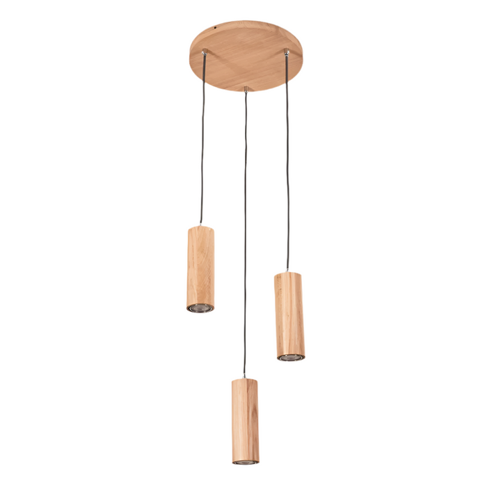 Rustic Triple Wooden Cylinder Pendant Light