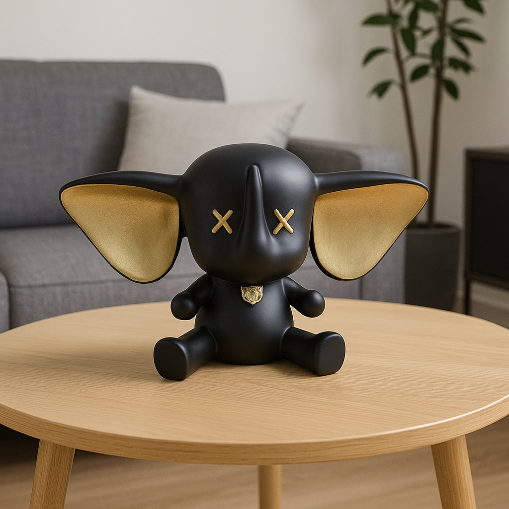 Black & Gold Elephant Figurine