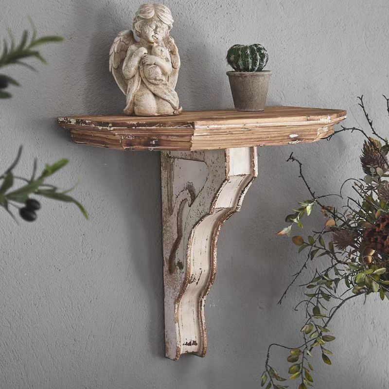Vintage Rustic Wall-Mounted Shelf with Distressed Finish