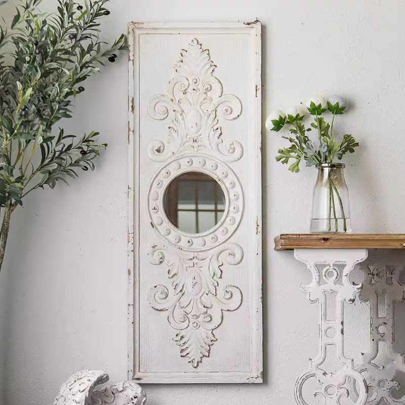 Antique Wall-Mounted Mirror with Ornate Carved Wooden Frame