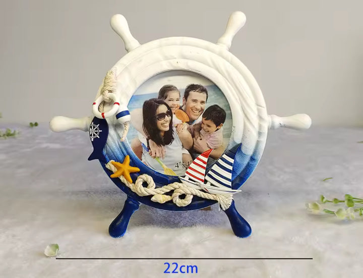 Mini Beach-Themed Ship Wheel Wall Decor - 15 cm Round Plaque