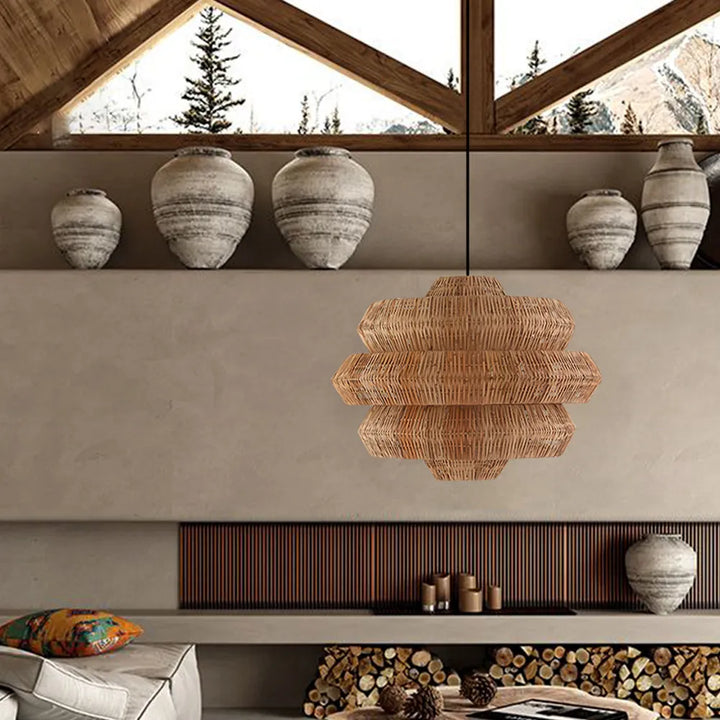 Rustic Woven Rattan Pendant Light