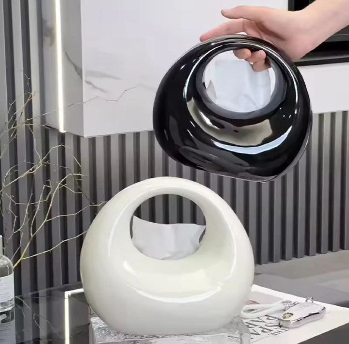 Modern Black or white Ceramic Tissue Box