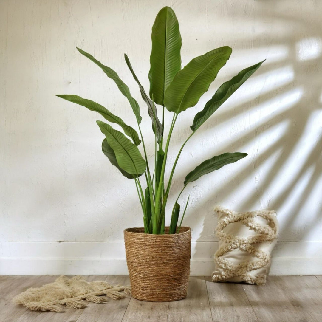 Artificial Banana Leaf Plant in Woven Pot