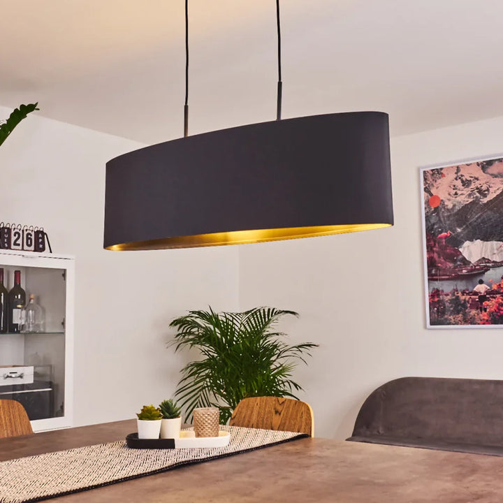 Modern Oval Pendant Light with Gold Interior