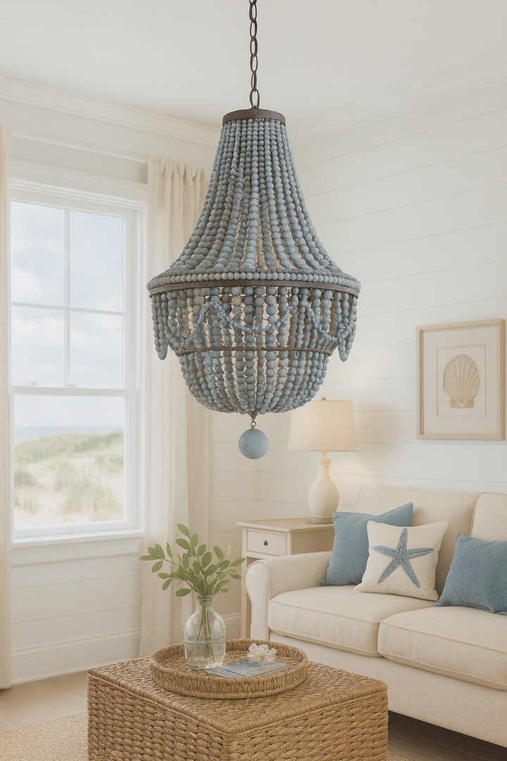 Blue Beaded Chandelier