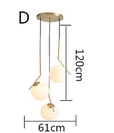 Modern Three-Globe Pendant Light with Brass Finish