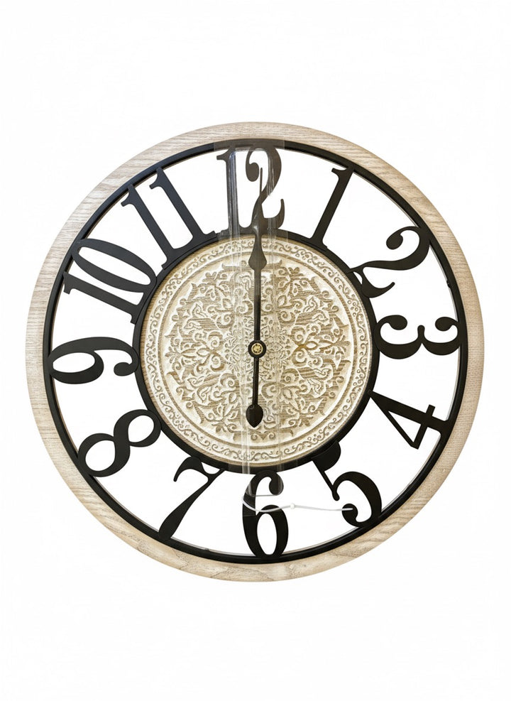 Rustic Wooden Wall Clock with Metal Numerals