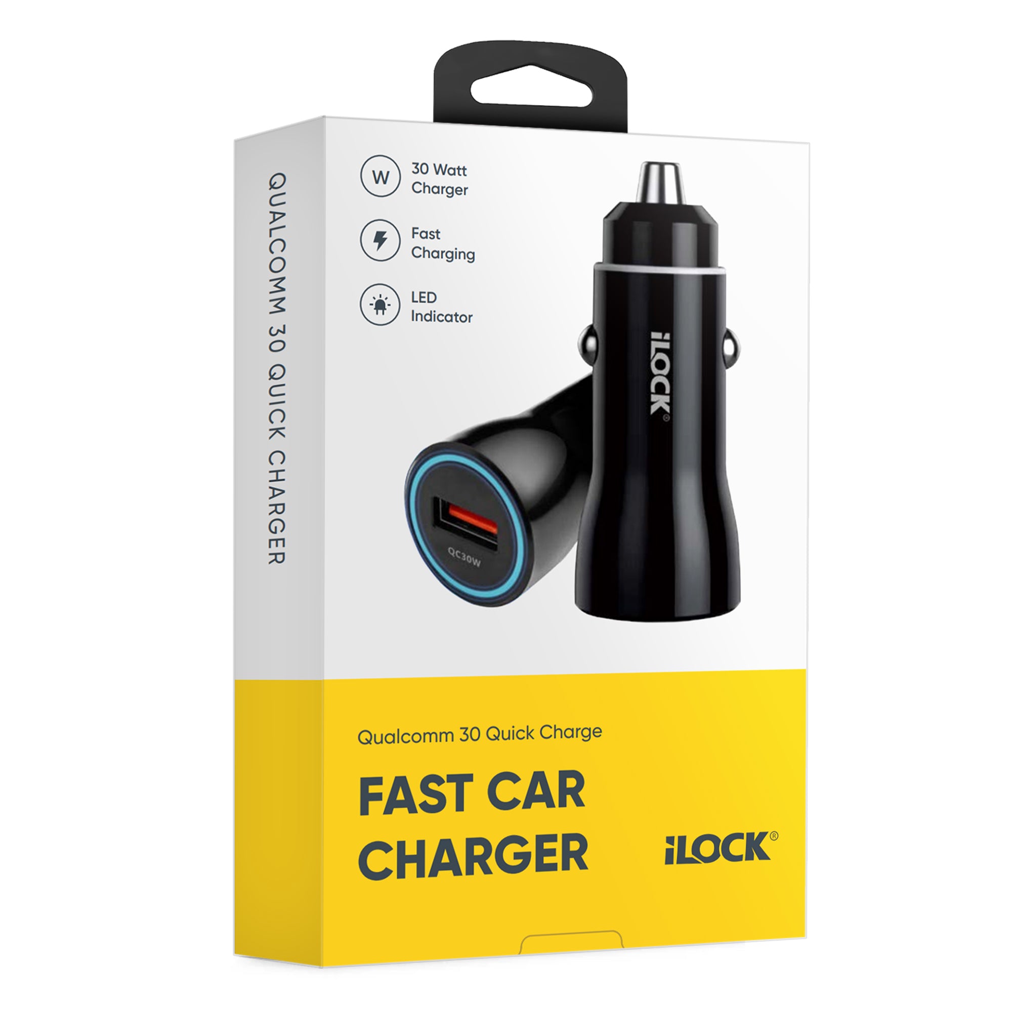 Fast Car Charger 30W USB-A Qualcomm Quick Charge LED