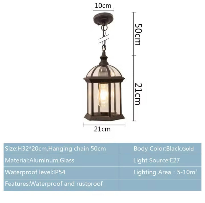 Outdoor Hanging Lantern with Glass Panels