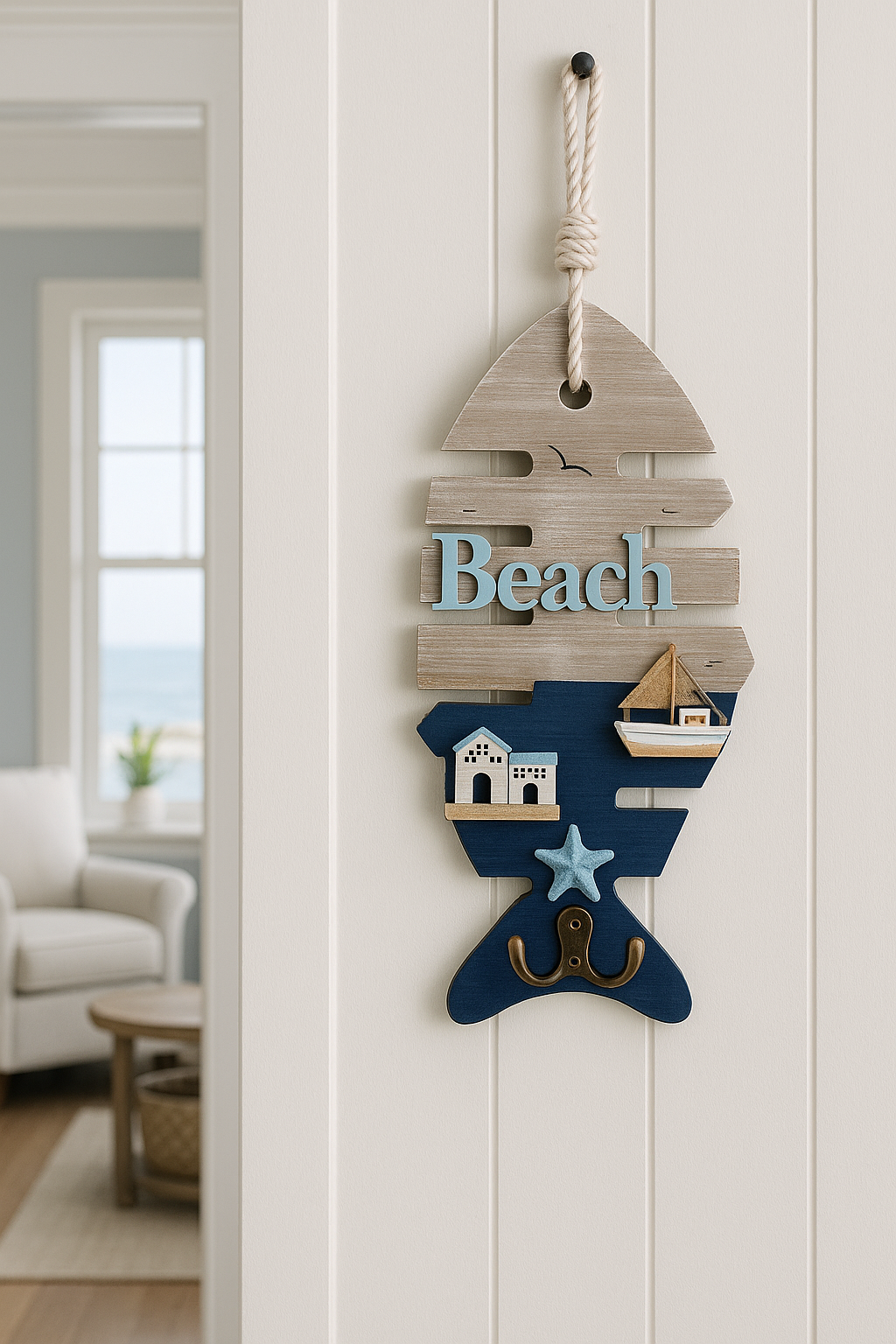 Fish-Shaped Nautical Wall Hook
