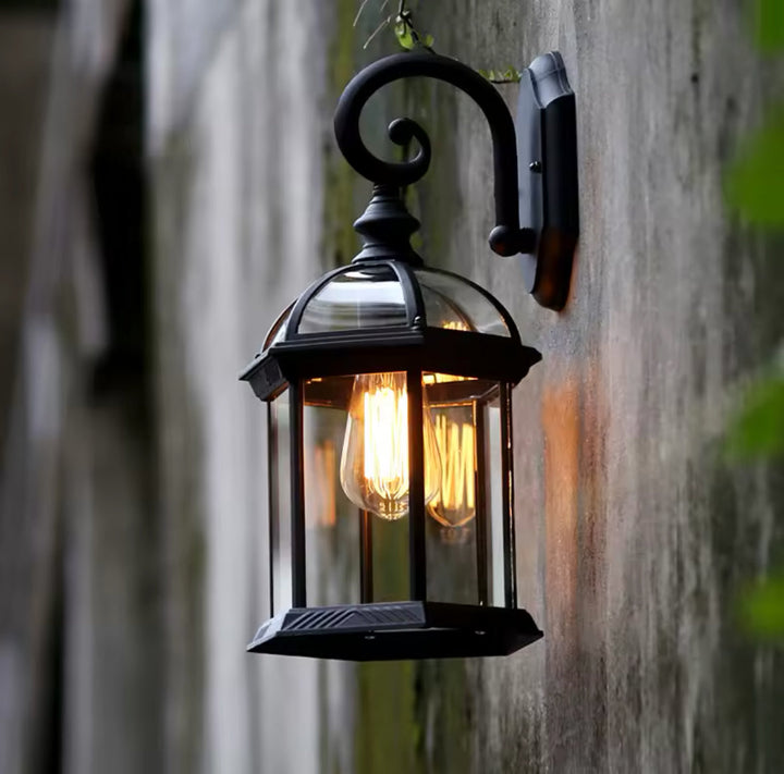 Vintage Outdoor Wall Lantern with Glass Panels