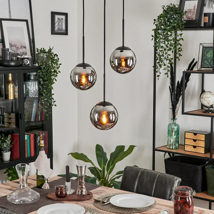 Modern Smoked Glass Triple Pendant Light