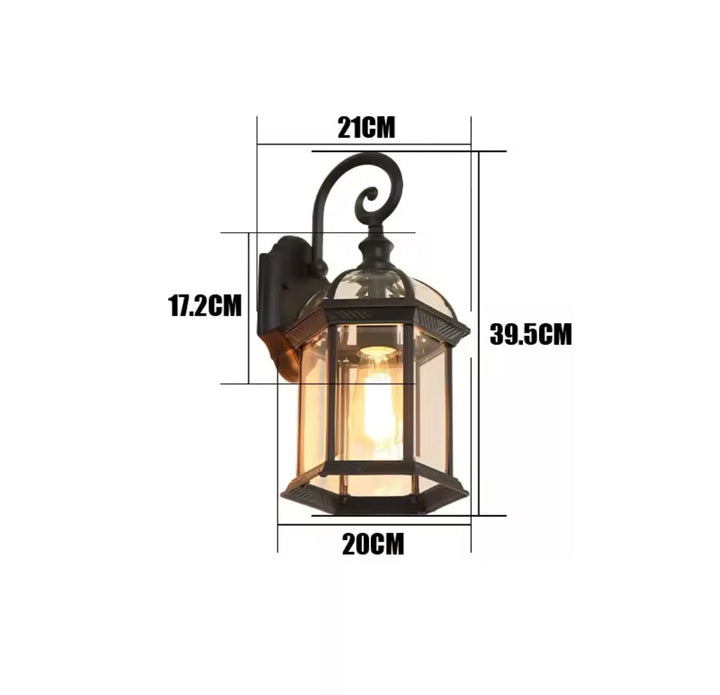 Vintage Outdoor Wall Lantern with Glass Panels