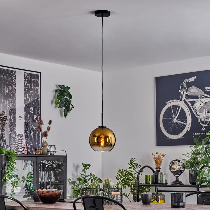 Modern Single Gold Glass Pendant Light