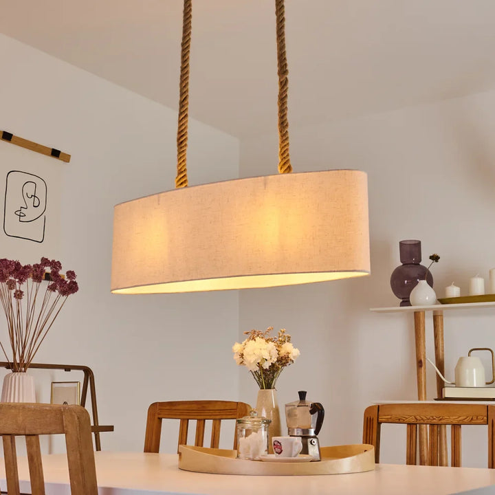 Rustic Rope and Fabric Pendant Light