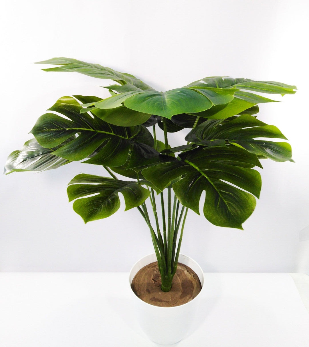 Artificial Monstera Plant in White Pot