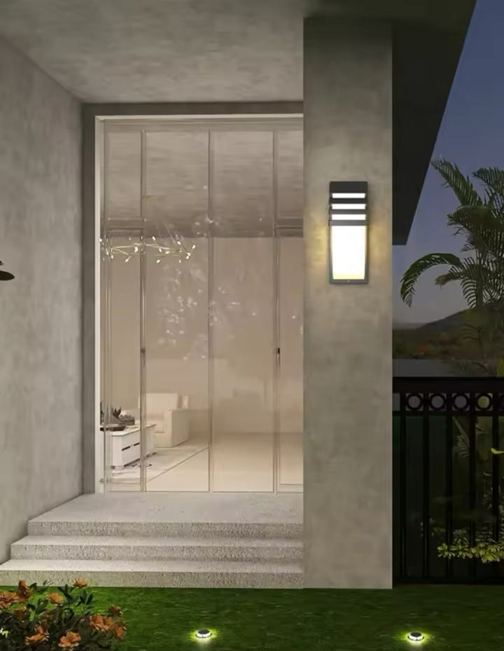 Outdoor Wall Light with Black Frame and Frosted Shade