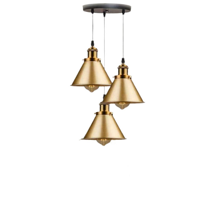 Modern Triple Pendant Light with Gold Shades