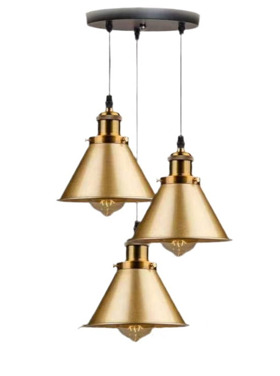 Modern Triple Pendant Light with Gold Shades
